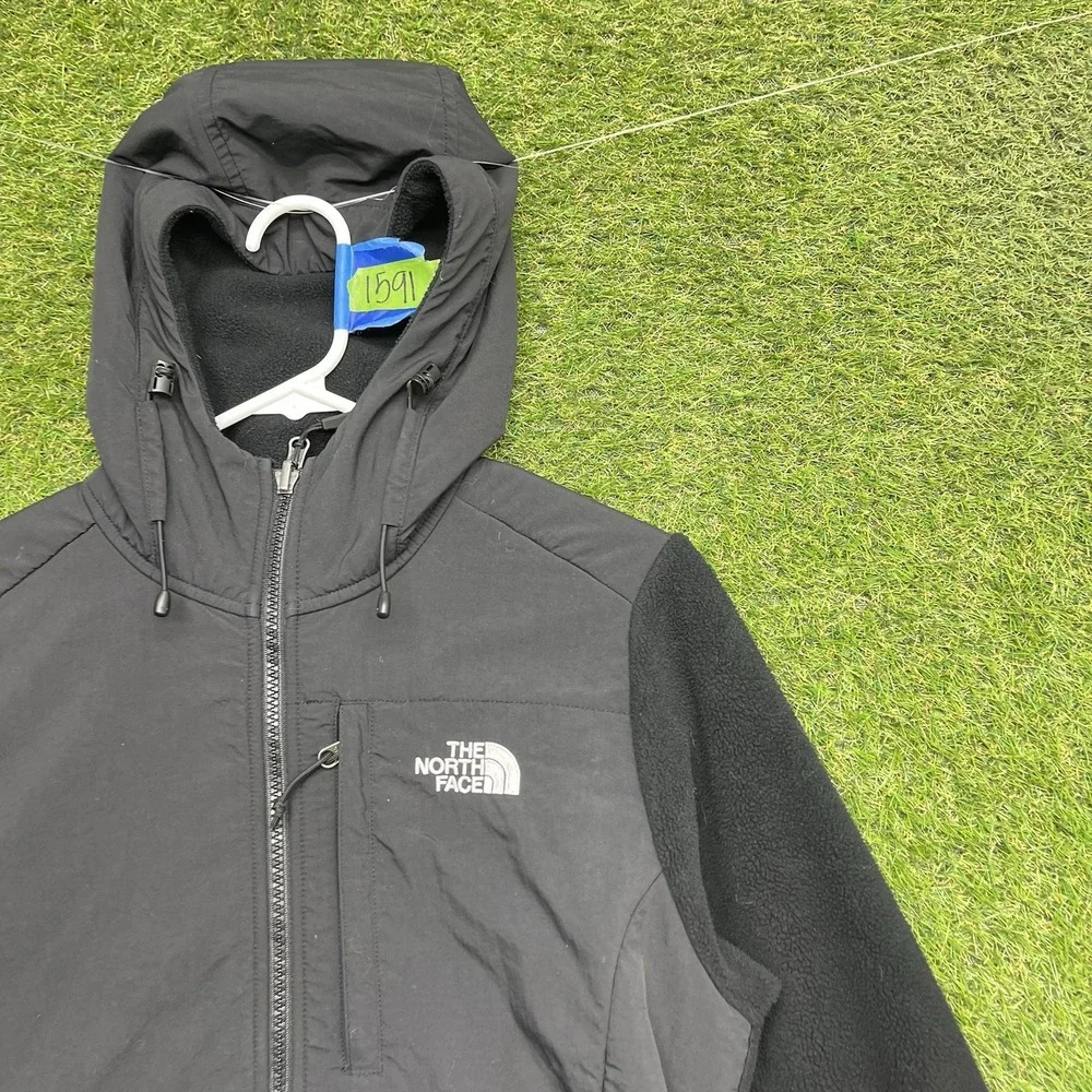 The North Face Jacket Mens Small Black Hooded Denali Fleece Full Zip Hiking